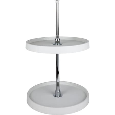 18 Round Two-Shelf Plastic Lazy Susan Set With Chrome Hubs